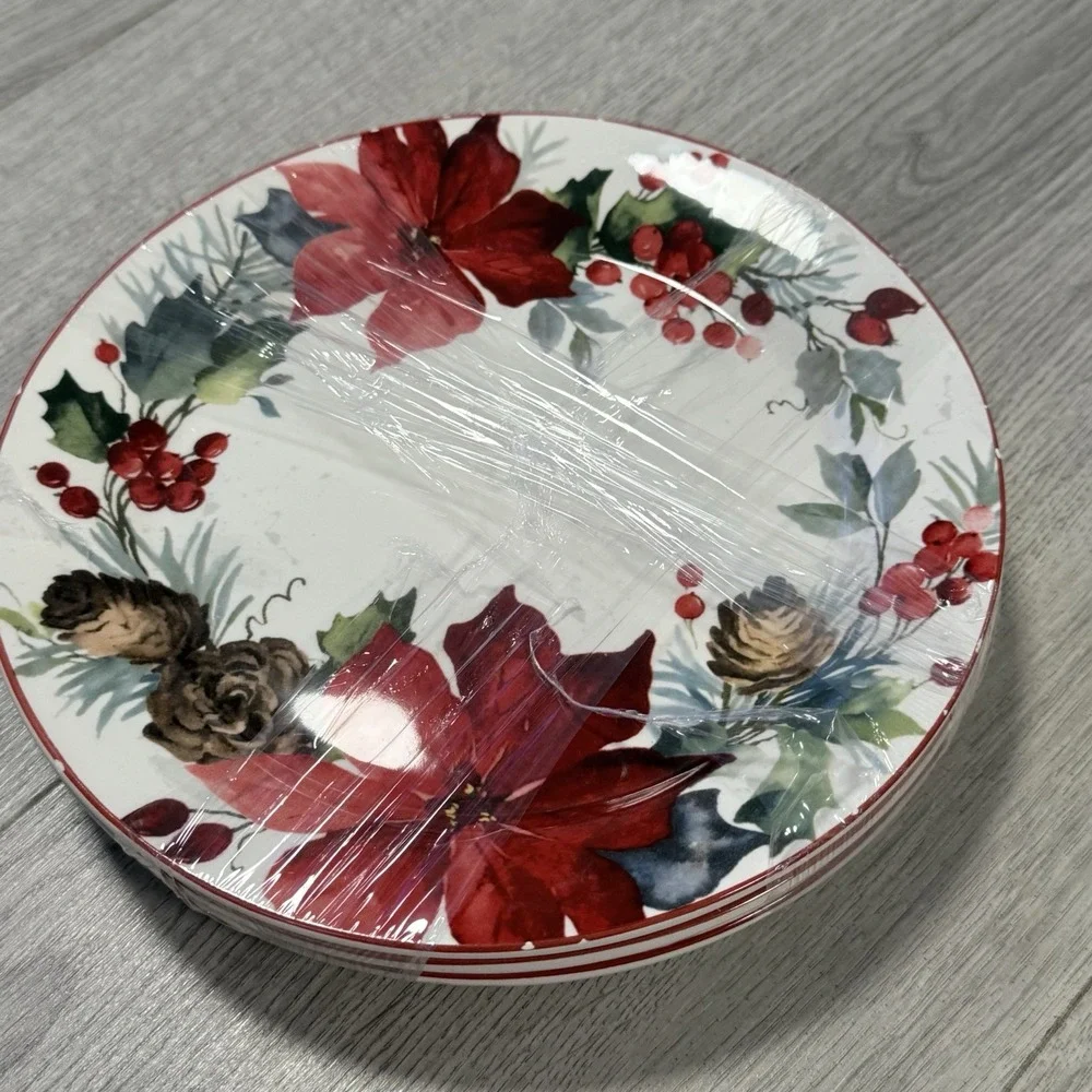 Pier 1 Berry Christmas Set Of 3 Salad Plates 9